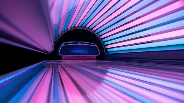 Inside Ultrasun Q16 with UV and CollaTan Lamps showing the BodyCooler
