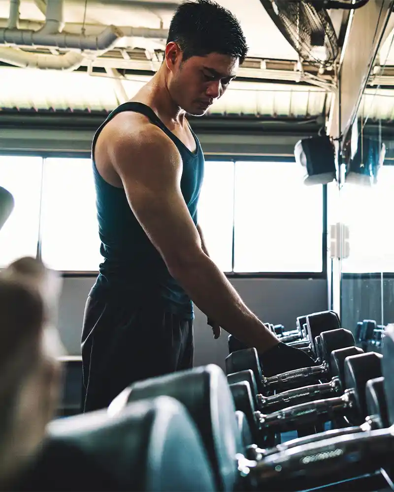 Man exercising in a gym
