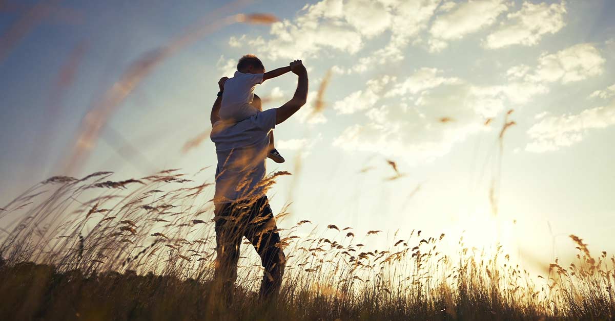 people in field sunlight