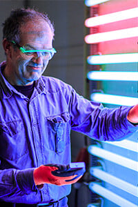 Man testing Ultrasun tanning lamps