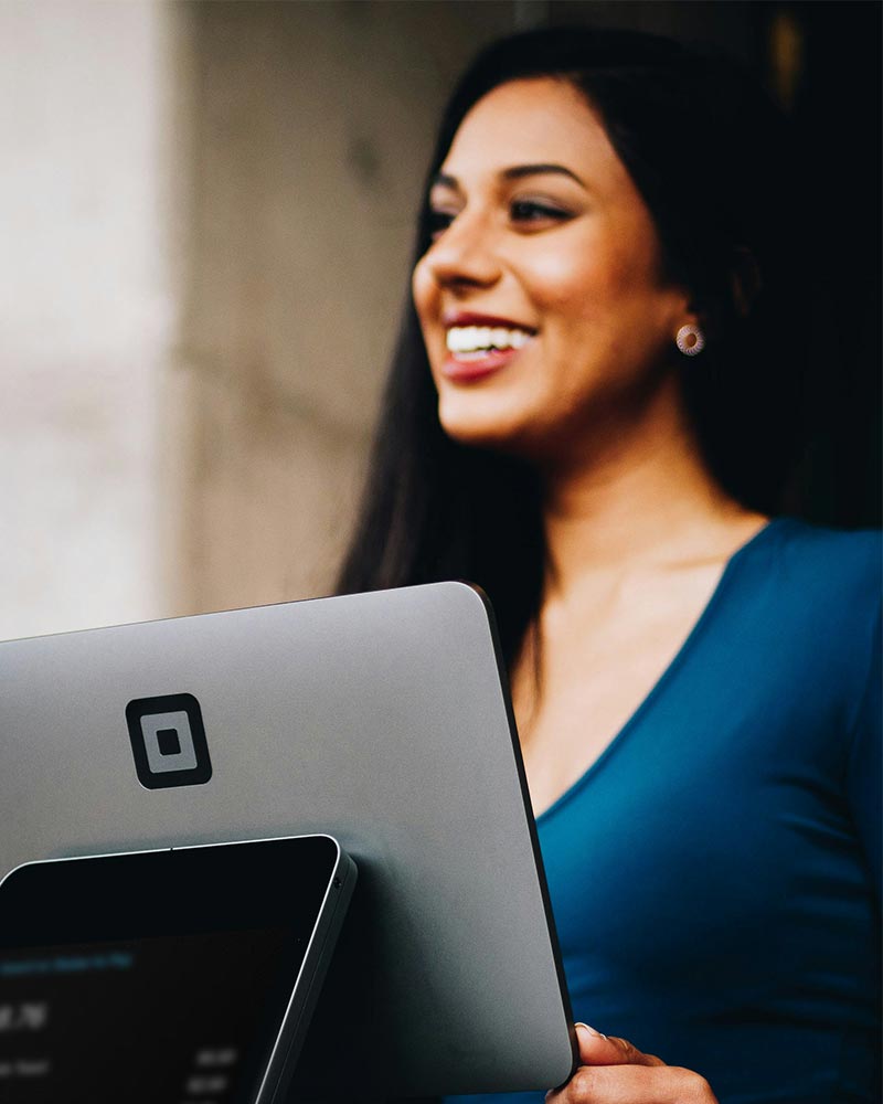 woman in front of a computer